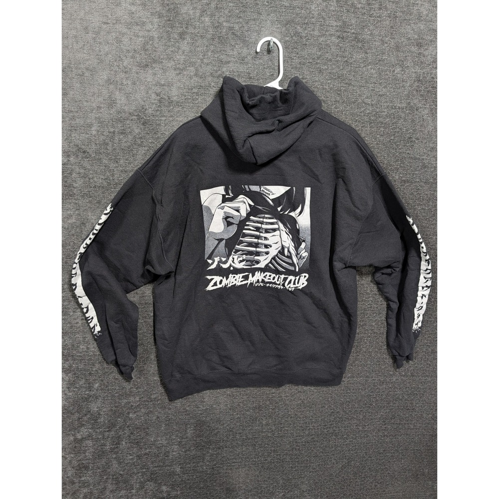 Zombie Makeout Club Anime Skeleton Send Nudes Graphic Hoodie Black XL